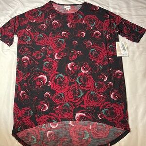 LuLaRoe Irma Red Roses on Black Tunic 2XS (Small)